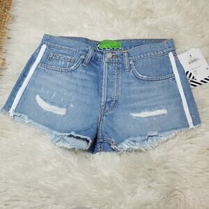 NWT Free People + Sandrine Rose Cut off White Side Zipper Shorts Size 26 RARE